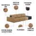 Sofá Ilha 3 Lugares Living 342cm Modulado para Sala Lary Linho Areia/PU Pto K01 - D'Rossi