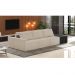 Sofá Ilha 3 Lugares Living 342cm Modulado para Sala Lary Linho Bege/PU Pto K01 - D'Rossi