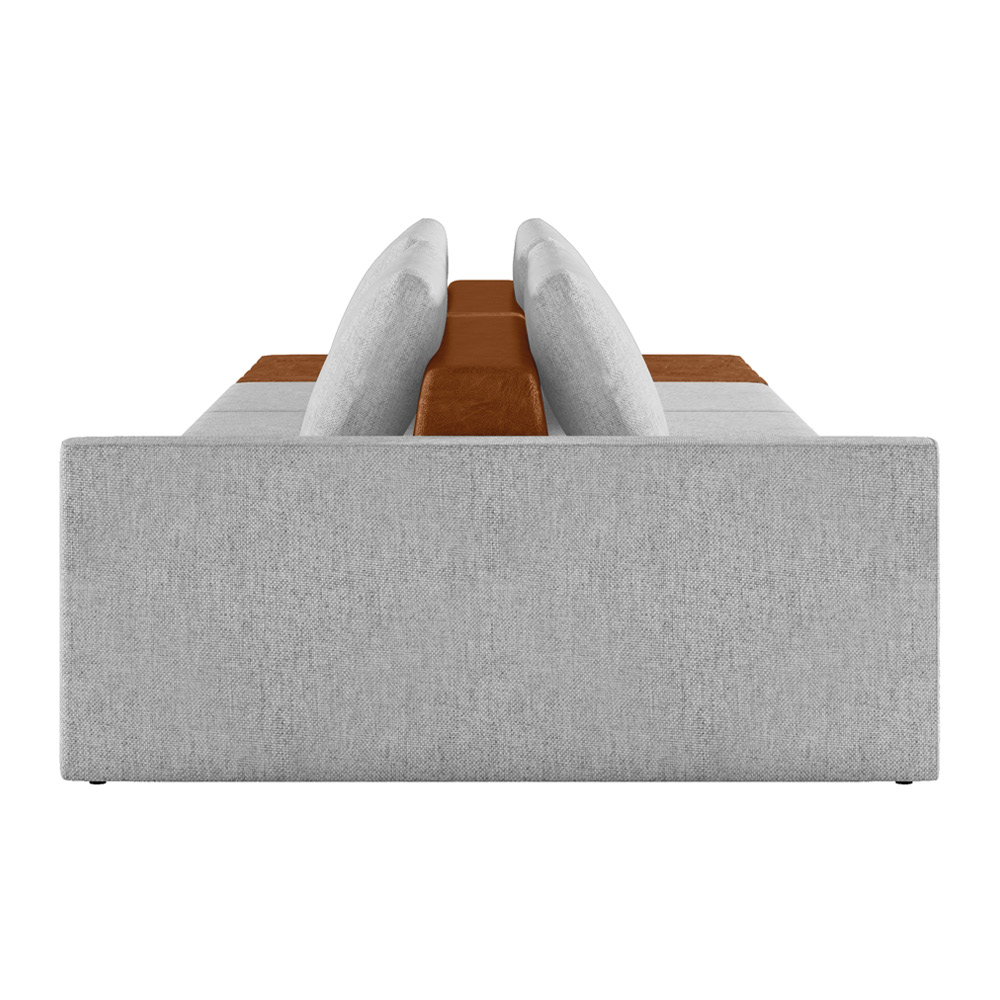 Sofá Ilha 3 Lugares Living 342cm Modulado para Sala Lary Linho Cinza K01 - D'Rossi