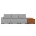 Sofá Ilha 3 Lugares Living 342cm Modulado para Sala Lary Linho Cinza K01 - D'Rossi