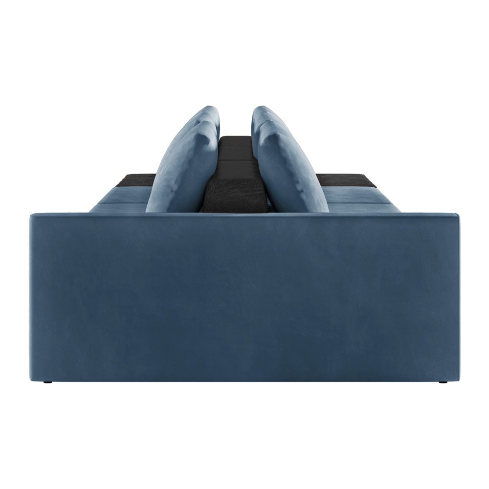 Sofá Ilha 3 Lugares Living 372cm Modulado Sala Lary Veludo Azul Marinho/PU Pto K01 - D'Rossi