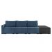 Sofá Ilha 3 Lugares Living 372cm Modulado Sala Lary Veludo Azul Marinho/PU Pto K01 - D'Rossi