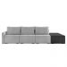 Sofá Ilha 3 Lugares Living 372cm Modulado Sala Lary Veludo Cinza/PU Pto K01 - D'Rossi