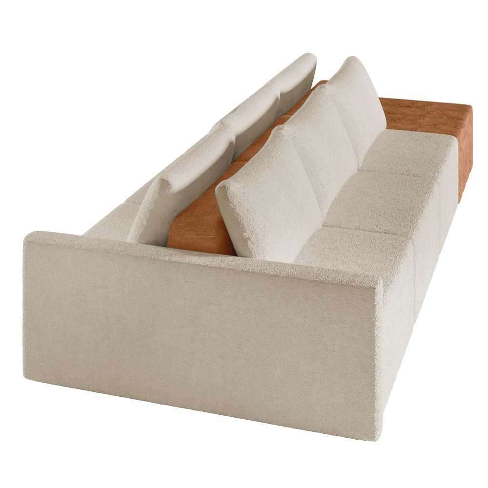 Sofá Ilha 3 Lugares Living 372cm Modulado para Sala Lary Bouclê Bege K01 - D'Rossi