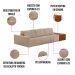 Sofá Ilha 3 Lugares Living 372cm Modulado para Sala Lary Bouclê Creme K01 - D'Rossi