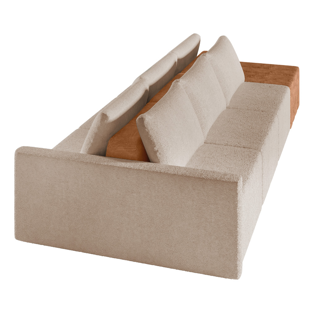 Sofá Ilha 3 Lugares Living 372cm Modulado para Sala Lary Bouclê Creme K01 - D'Rossi