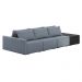 Sofá Ilha 3 Lugares Living 372cm Modulado para Sala Lary Linho Azul/PU Pto K01 - D'Rossi