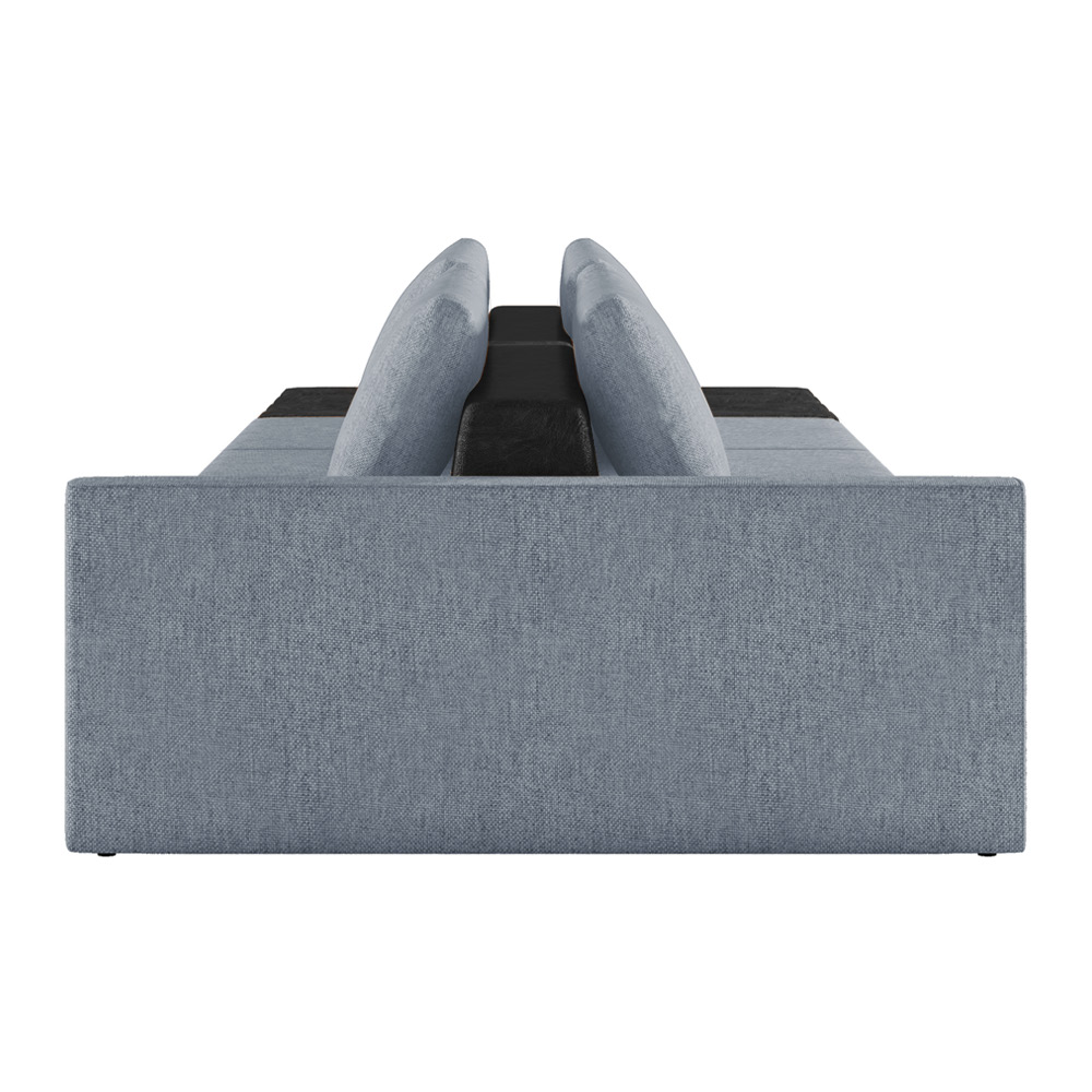 Sofá Ilha 3 Lugares Living 372cm Modulado para Sala Lary Linho Azul/PU Pto K01 - D'Rossi