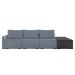 Sofá Ilha 3 Lugares Living 372cm Modulado para Sala Lary Linho Azul/PU Pto K01 - D'Rossi