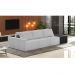 Sofá Ilha 3 Lugares Living 372cm Modulado para Sala Lary Linho Cinza/PU Pto K01 - D'Rossi
