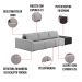 Sofá Ilha 3 Lugares Living 372cm Modulado para Sala Lary Linho Cinza/PU Pto K01 - D'Rossi