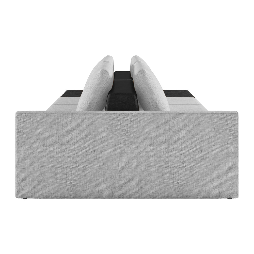 Sofá Ilha 3 Lugares Living 372cm Modulado para Sala Lary Linho Cinza/PU Pto K01 - D'Rossi
