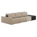 Sofá Ilha 3 Lugares Living 402cm Modulado para Sala Lary Linho Areia/PU Pto K01 - D'Rossi