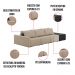 Sofá Ilha 3 Lugares Living 402cm Modulado para Sala Lary Linho Areia/PU Pto K01 - D'Rossi