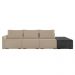 Sofá Ilha 3 Lugares Living 402cm Modulado para Sala Lary Linho Areia/PU Pto K01 - D'Rossi