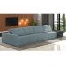 Sofá Ilha 4 Lugares Living 392cm Modulado Sala Lary Bouclê Azul/PU Pto K01 - D'Rossi