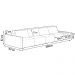Sofá Ilha 4 Lugares Living 392cm Modulado Sala Lary Veludo Azul Marinho/PU Pto K01 - D'Rossi
