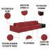 Sofá Ilha 4 Lugares Living 392cm Modulado Sala Lary Veludo Vermelho/PU Pto K01 - D'Rossi