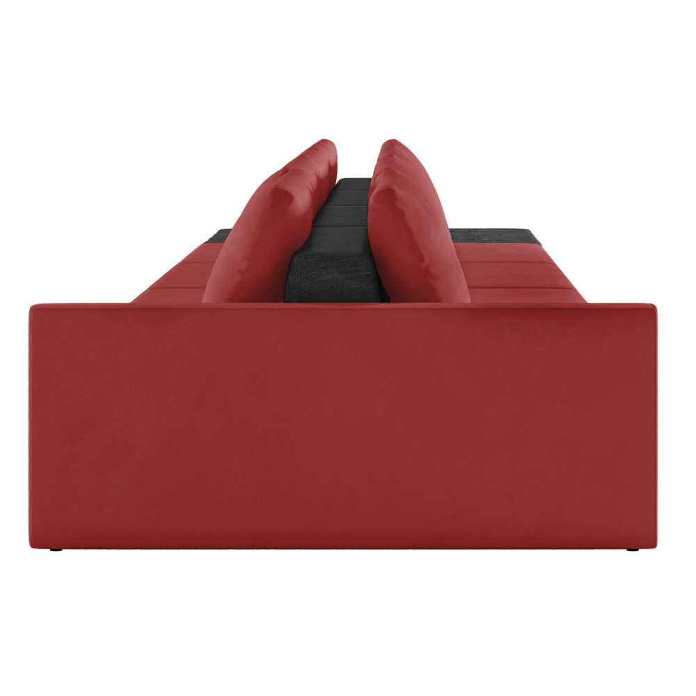 Sofá Ilha 4 Lugares Living 392cm Modulado Sala Lary Veludo Vermelho/PU Pto K01 - D'Rossi