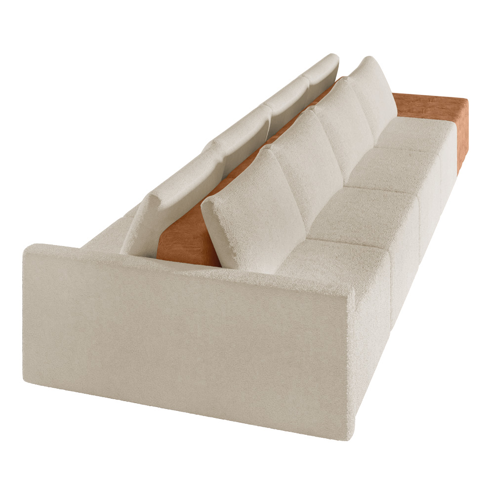 Sofá Ilha 4 Lugares Living 392cm Modulado para Sala Lary Bouclê Bege K01 - D'Rossi