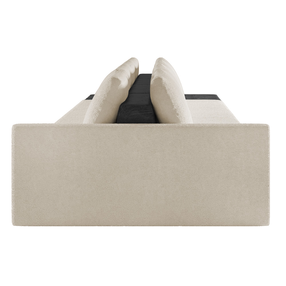 Sofá Ilha 4 Lugares Living 432cm Modulado Sala Lary Bouclê Bege/PU Pto K01 - D'Rossi