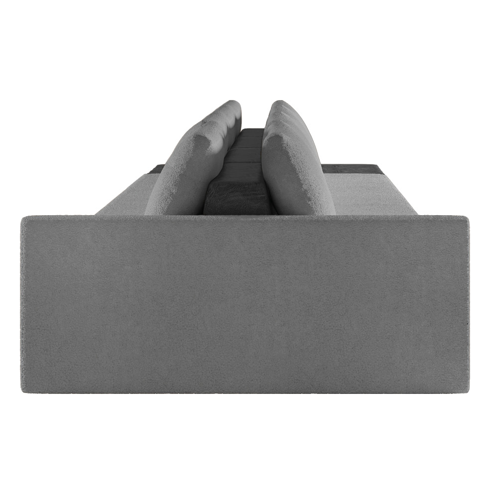 Sofá Ilha 4 Lugares Living 432cm Modulado Sala Lary Bouclê Cinza/PU Pto K01 - D'Rossi
