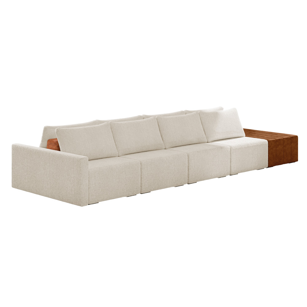 Sofá Ilha 4 Lugares Living 432cm Modulado para Sala Lary Bouclê Bege K01 - D'Rossi