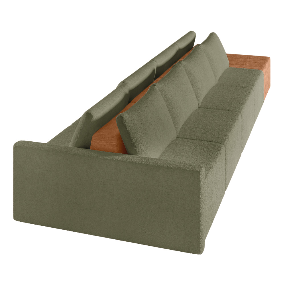 Sofá Ilha 4 Lugares Living 432cm Modulado para Sala Lary Bouclê Verde K01 - D'Rossi