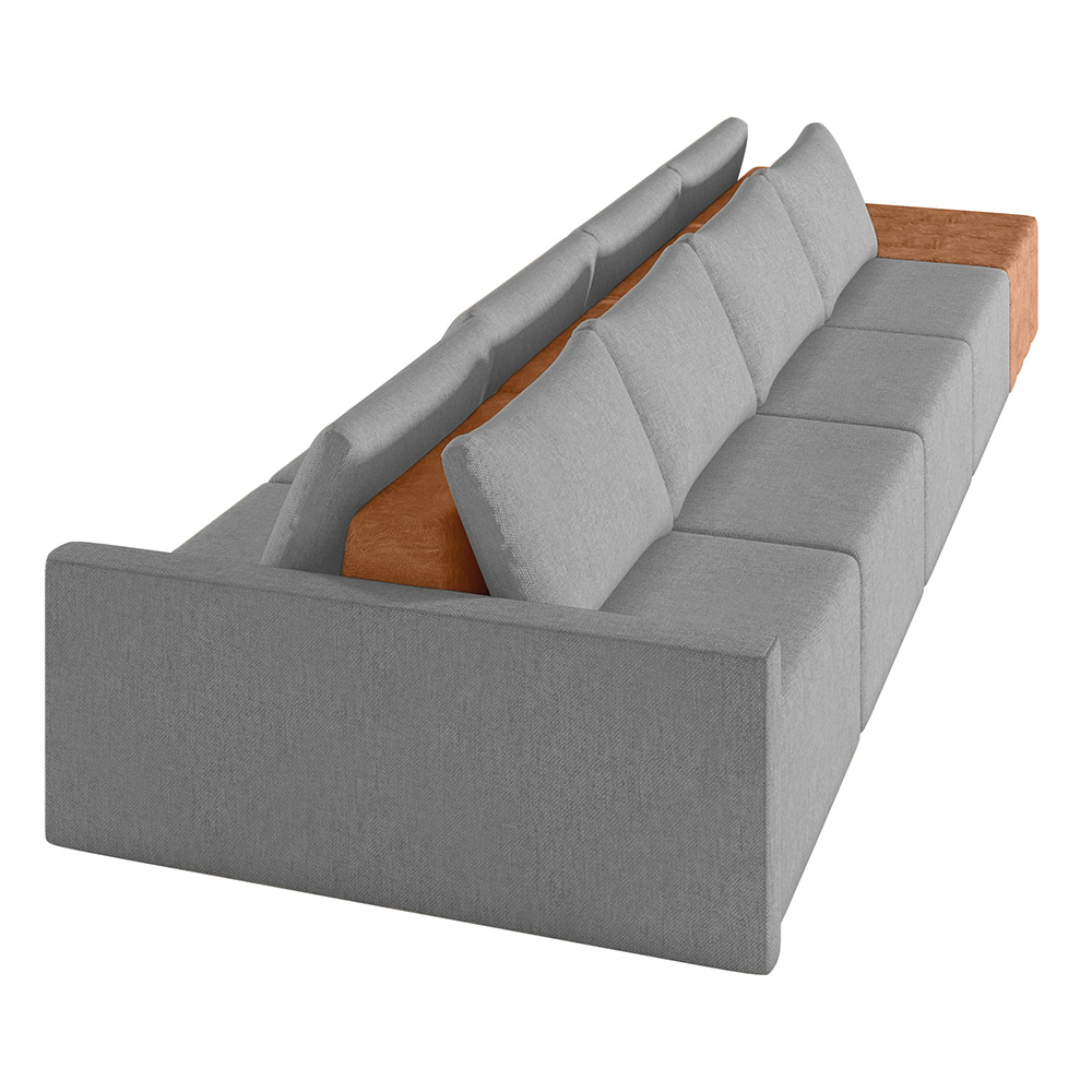 Sofá Ilha 4 Lugares Living 432cm Modulado para Sala Lary Linho Grafite K01 - D'Rossi