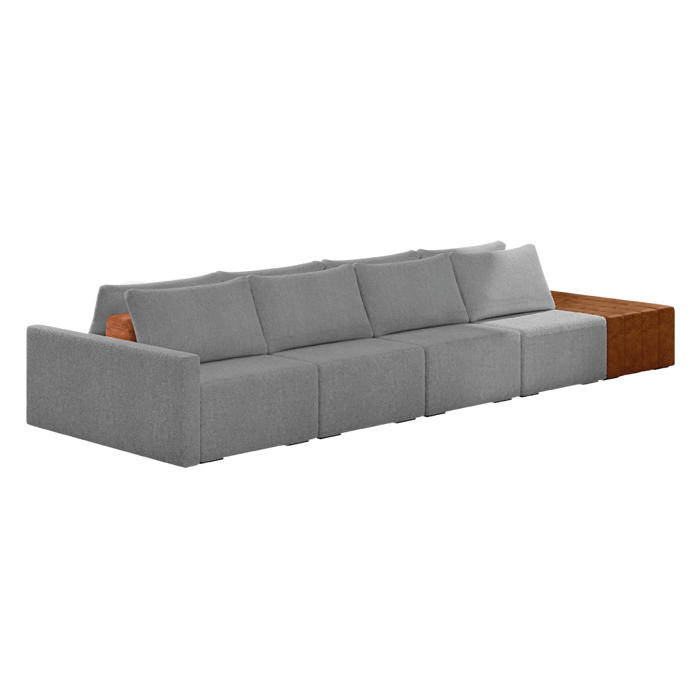 Sofá Ilha 4 Lugares Living 472cm Modulado para Sala Lary Bouclê Cinza K01 - D'Rossi