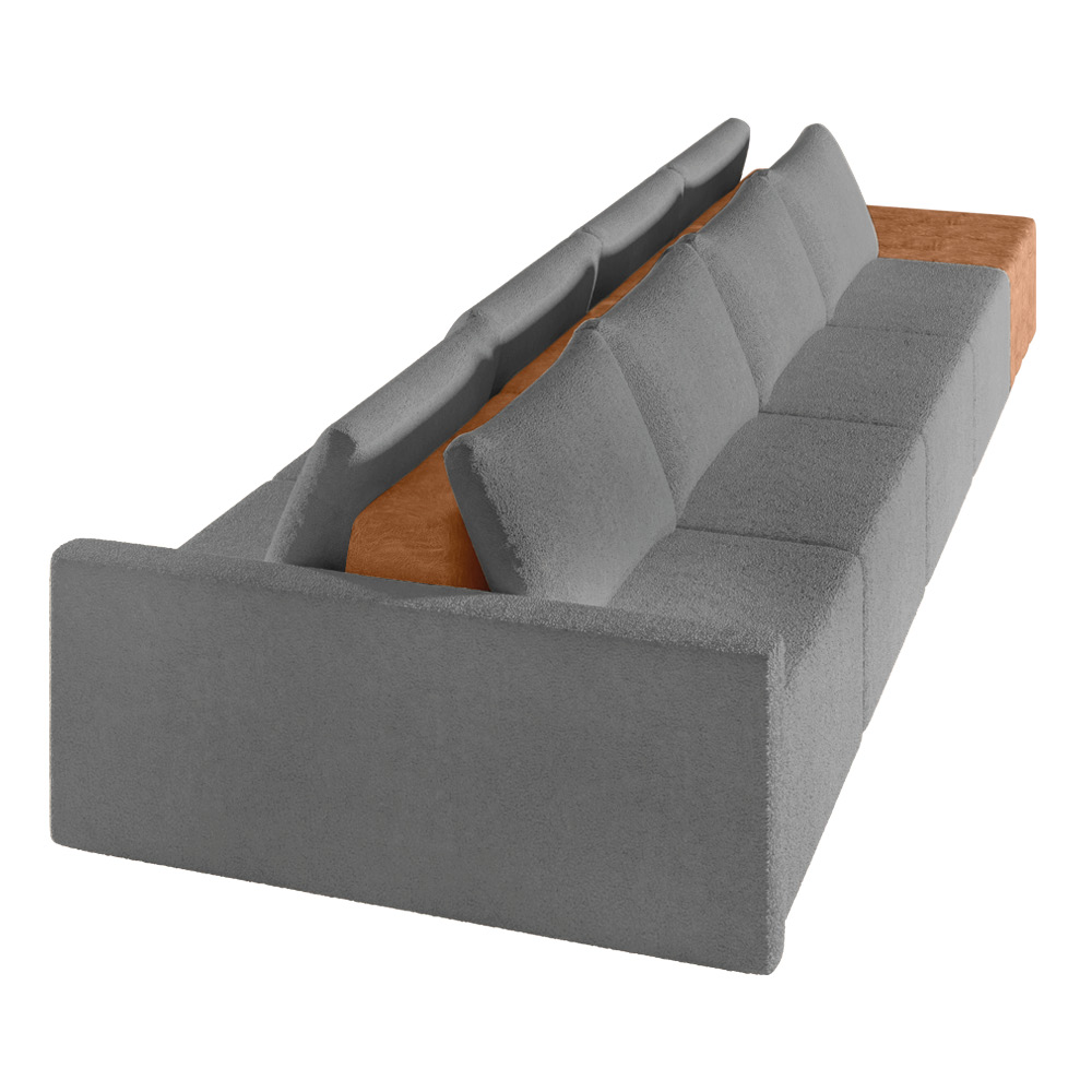 Sofá Ilha 4 Lugares Living 472cm Modulado para Sala Lary Bouclê Cinza K01 - D'Rossi