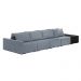 Sofá Ilha 4 Lugares Living 472cm Modulado para Sala Lary Linho Azul/PU Pto K01 - D'Rossi