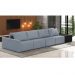 Sofá Ilha 4 Lugares Living 472cm Modulado para Sala Lary Linho Azul/PU Pto K01 - D'Rossi