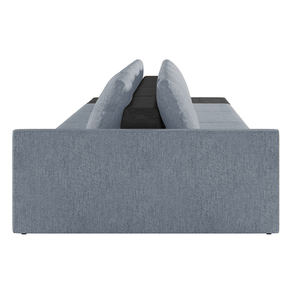 Sofá Ilha 4 Lugares Living 472cm Modulado para Sala Lary Linho Azul/PU Pto K01 - D'Rossi
