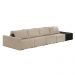 Sofá Ilha 4 Lugares Living 472cm Modulado para Sala Lary Linho Bege/PU Pto K01 - D'Rossi