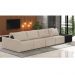 Sofá Ilha 4 Lugares Living 472cm Modulado para Sala Lary Linho Bege/PU Pto K01 - D'Rossi