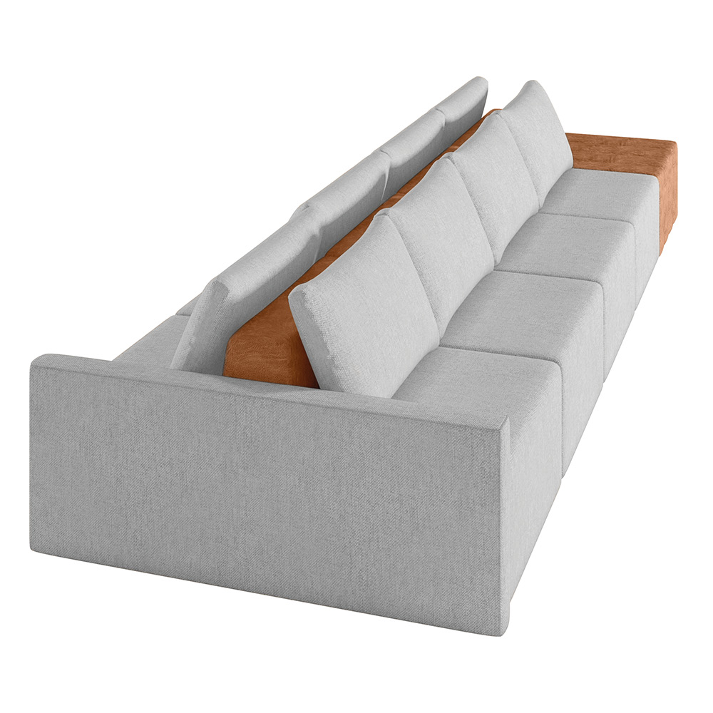 Sofá Ilha 4 Lugares Living 472cm Modulado para Sala Lary Linho Cinza K01 - D'Rossi