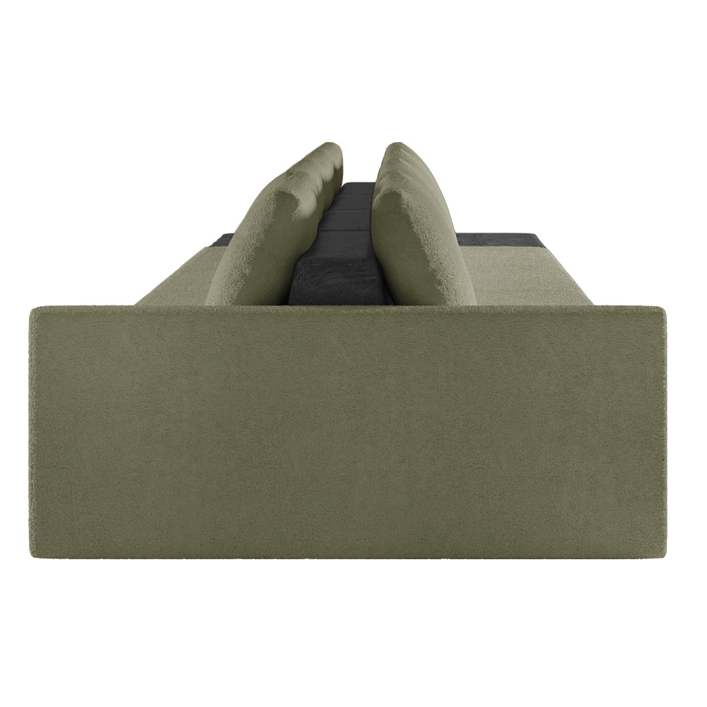 Sofá Ilha 4 Lugares Living 512cm Modulado Sala Lary Bouclê Verde/PU Pto K01 - D'Rossi