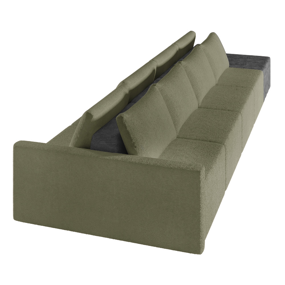 Sofá Ilha 4 Lugares Living 512cm Modulado Sala Lary Bouclê Verde/PU Pto K01 - D'Rossi