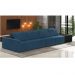 Sofá Ilha 4 Lugares Living 512cm Modulado Sala Lary Veludo Azul Marinho/PU Pto K01 - D'Rossi