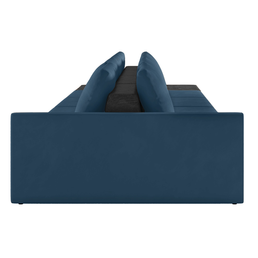 Sofá Ilha 4 Lugares Living 512cm Modulado Sala Lary Veludo Azul Marinho/PU Pto K01 - D'Rossi