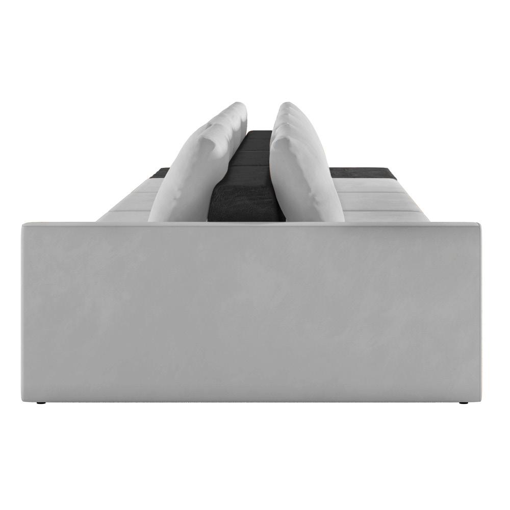 Sofá Ilha 4 Lugares Living 512cm Modulado Sala Lary Veludo Cinza/PU Pto K01 - D'Rossi