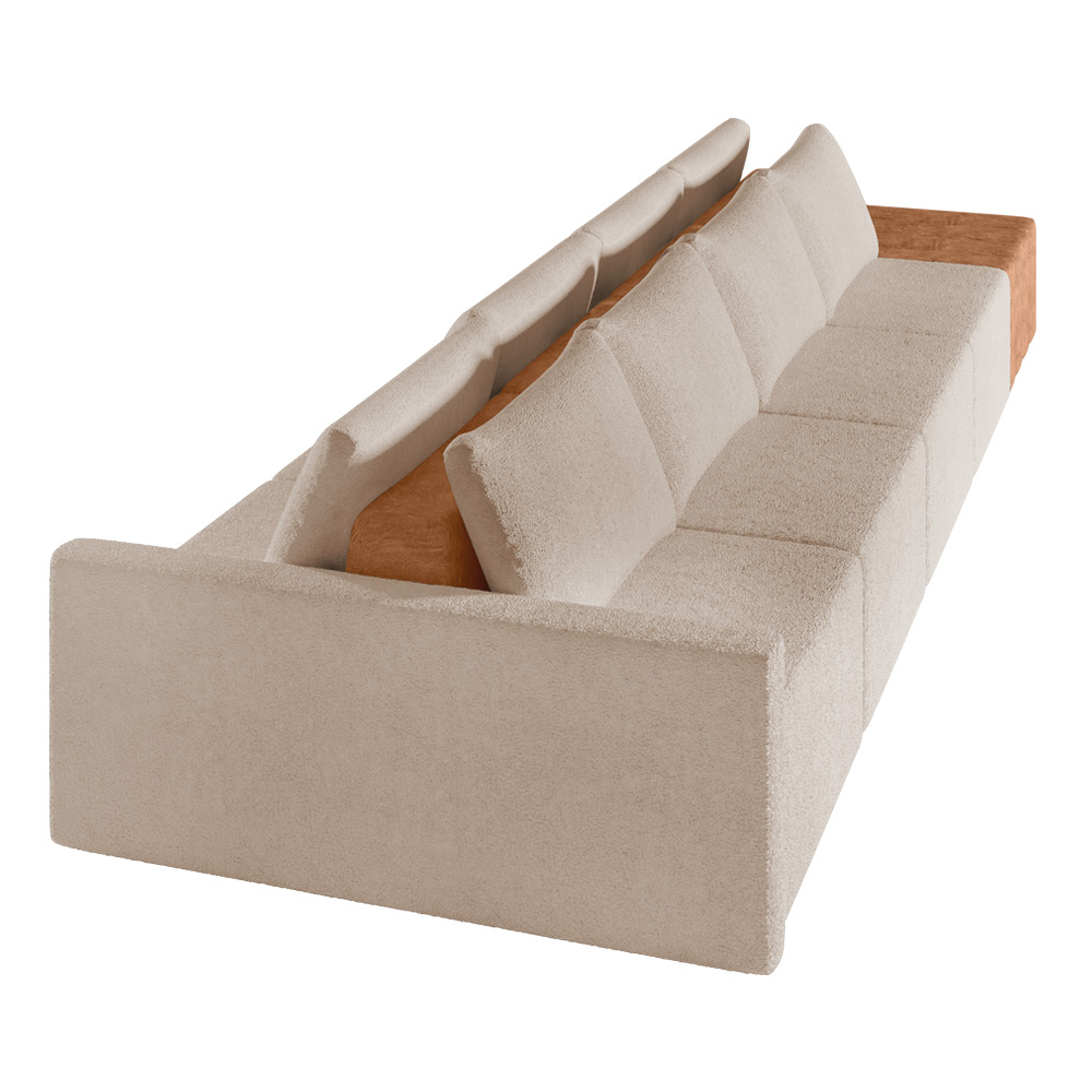 Sofá Ilha 4 Lugares Living 512cm Modulado para Sala Lary Bouclê Creme K01 - D'Rossi