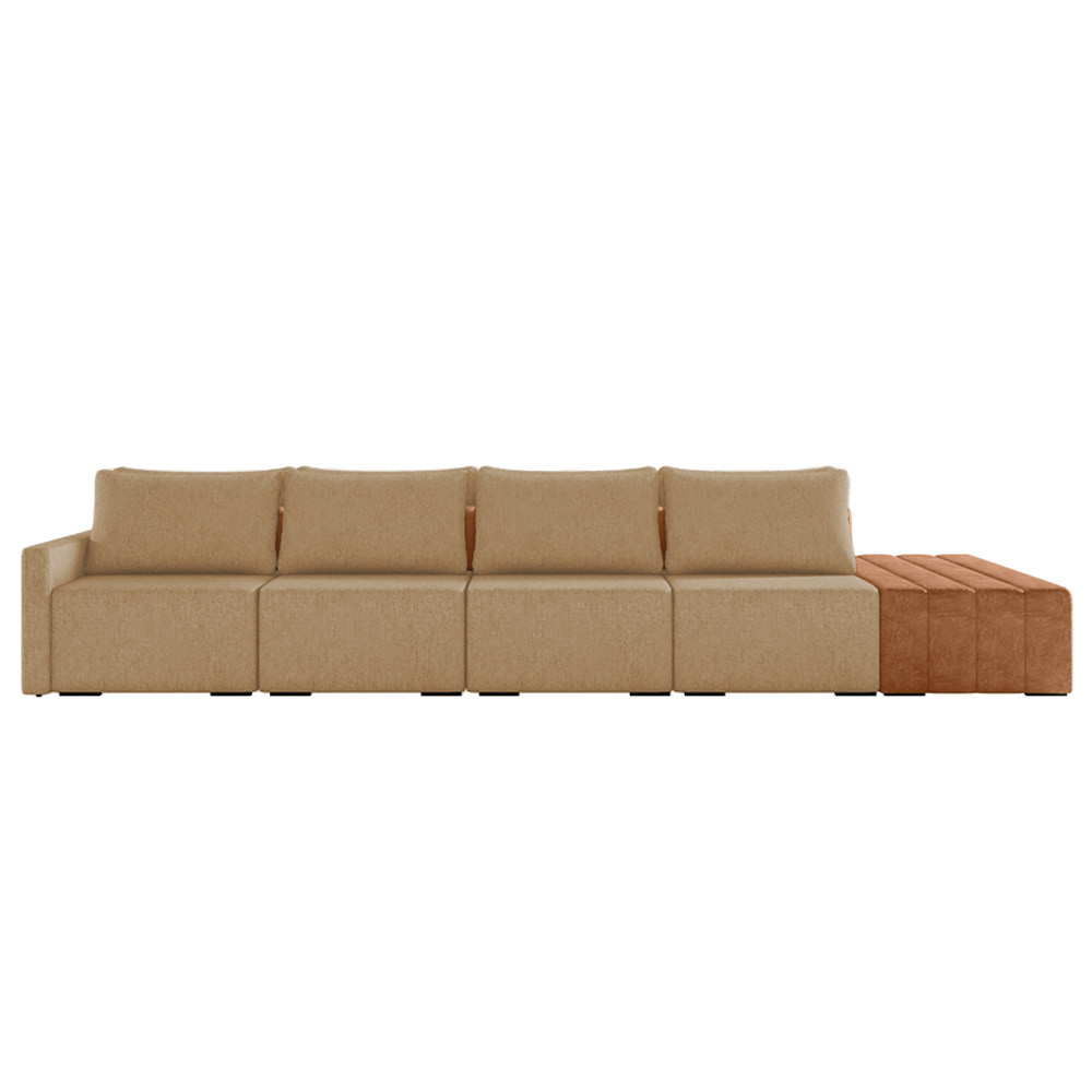 Sofá Ilha 4 Lugares Living 512cm Modulado para Sala Lary Linho Areia K01 - D'Rossi