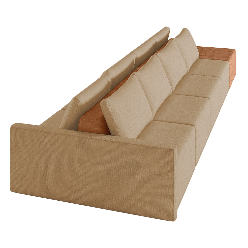 Sofá Ilha 4 Lugares Living 512cm Modulado para Sala Lary Linho Areia K01 - D'Rossi