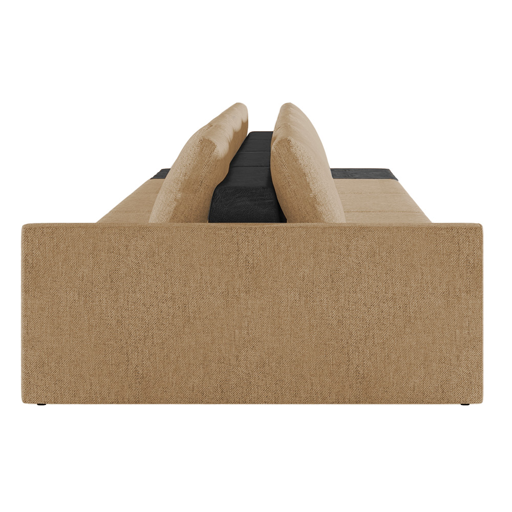 Sofá Ilha 4 Lugares Living 512cm Modulado para Sala Lary Linho Areia/PU Pto K01 - D'Rossi