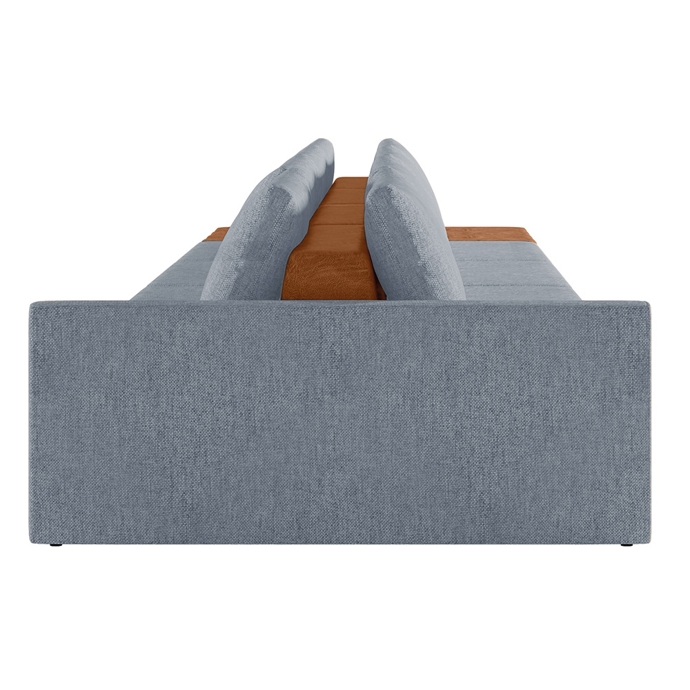 Sofá Ilha 4 Lugares Living 512cm Modulado para Sala Lary Linho Azul K01 - D'Rossi