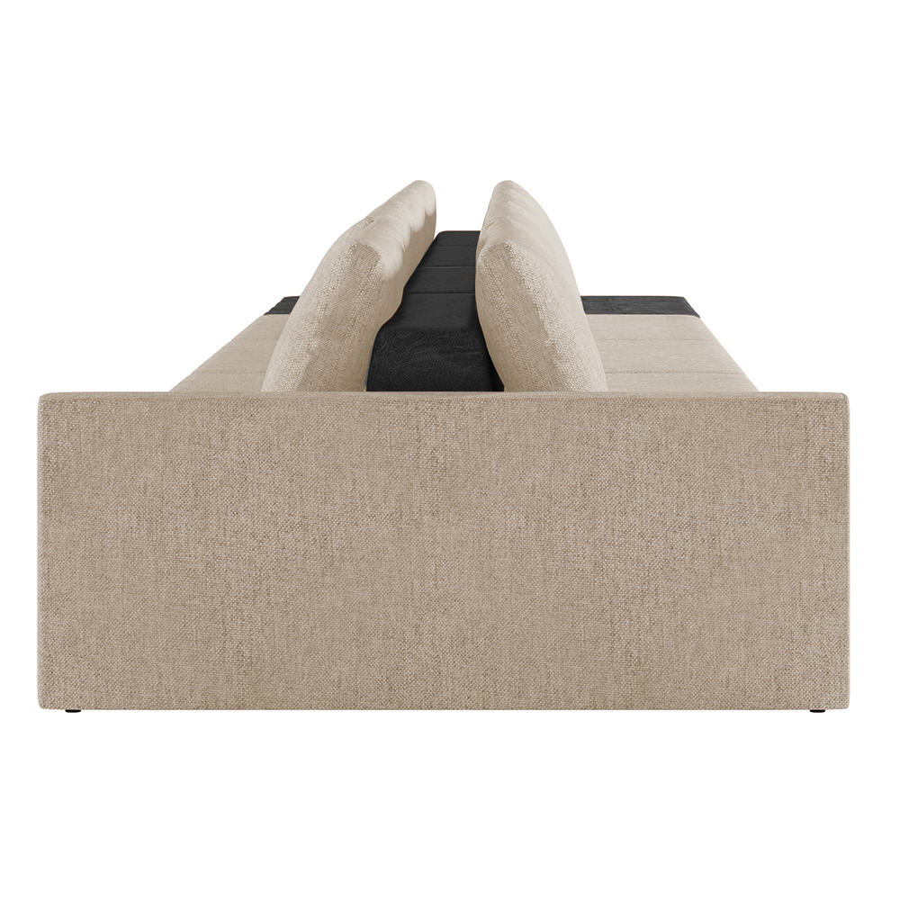 Sofá Ilha 4 Lugares Living 512cm Modulado para Sala Lary Linho Bege/PU Pto K01 - D'Rossi