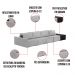 Sofá Ilha 4 Lugares Living 512cm Modulado para Sala Lary Linho Cinza/PU Pto K01 - D'Rossi
