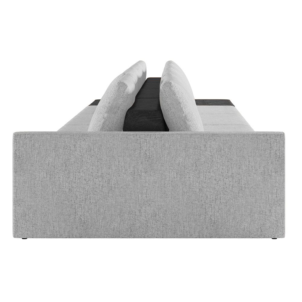 Sofá Ilha 4 Lugares Living 512cm Modulado para Sala Lary Linho Cinza/PU Pto K01 - D'Rossi